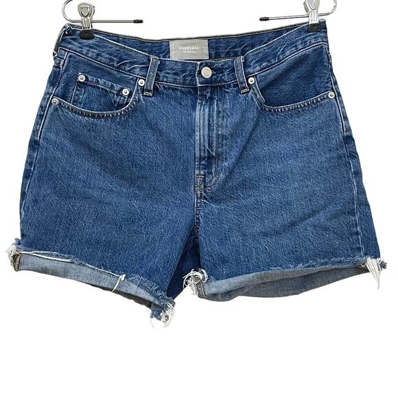 EVERLANE Women's Sz 28 The Denim Short Distressed Raw Hem Cut Off 5" Jean Shorts - Picture 1 of 6